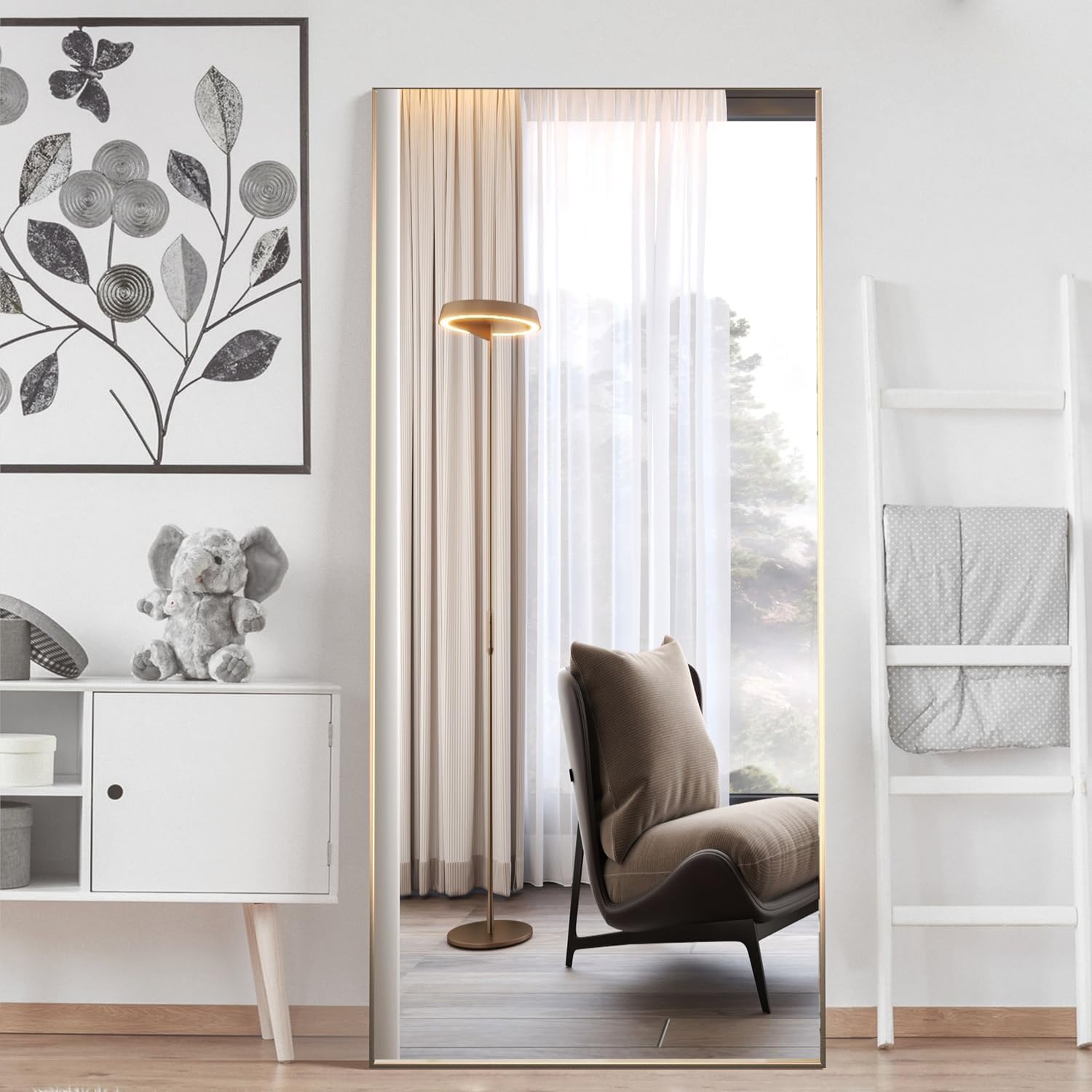 cassilando gold full length metal frame mirror largesized floor wall standable 65 h x 24 w