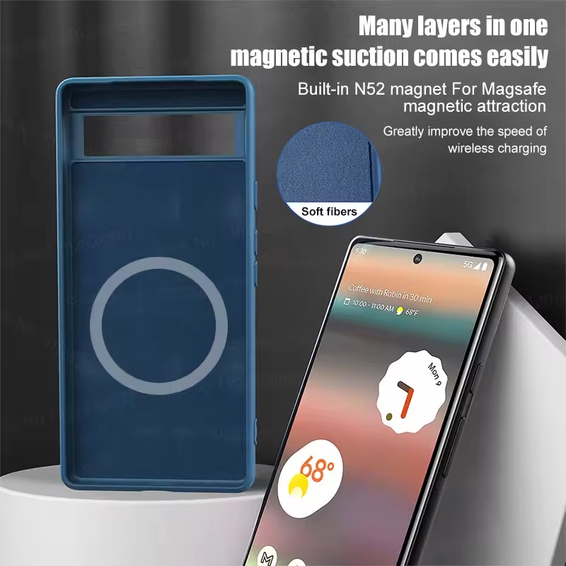 Luxury For Magsafe Liquid Silicone Phone Case For Google Pixel 9 Pro XL 8 7 6 Pro 7A Magnetic Wireless Charge Protective Cover