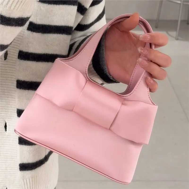 JIAERDI Sweet Cute Pink Hand Bag Wallet Women Fairycore Aesthetic Bow Satin Handbag Purse Girls Retro Shoulder Crossbody Bags W250527