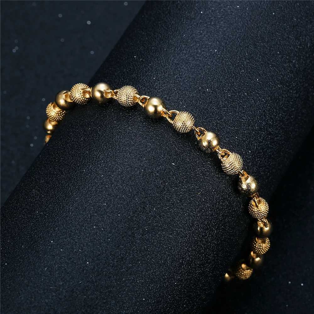 Punk Womens Chain Bracelet Wholesale Braslet 18cm Gold Color Beads Bracelets for Women Vintage Wristband Jewelry Gift 2025 W250526