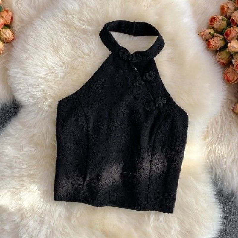 Plus Size 150kg Summer Outerwear Pure Desire Hot Girl Style Halter Buckle Cheongsam Modified Vest for Women Trendy 230310