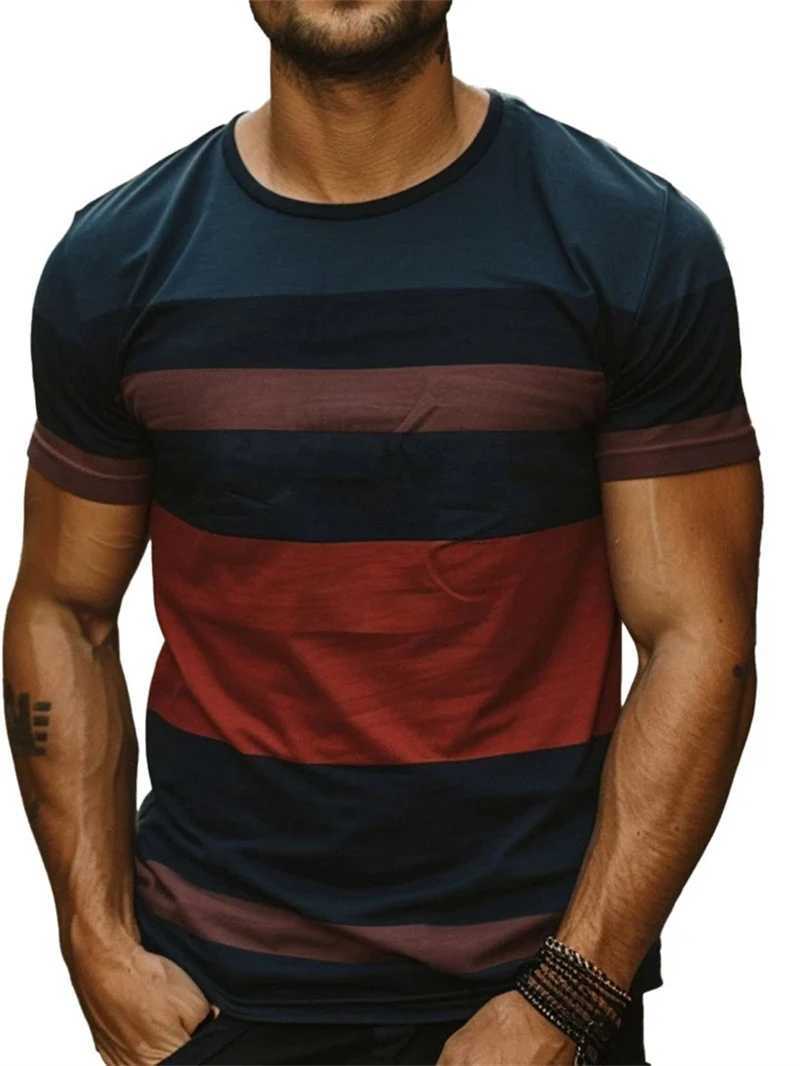 Fashion Stripe 3D Printed T Shirts For Men Summer Casual Crew Neck Short Sleeve T-shirt Loose Vintage Breathable Tees Pullovers Z250527