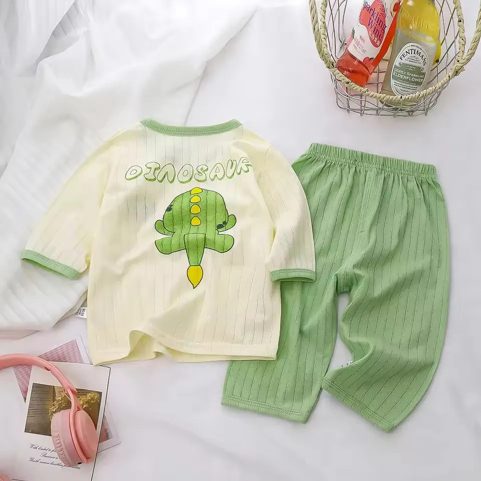Baby Pajama Sets Cotton Child Pajamas Toddler Long Sleeve Nightwear Kids Cartoon Homewear Clothes 250527