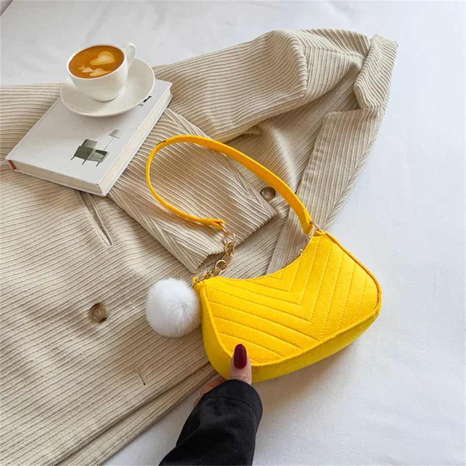 Fashion Women Handbag Solid Color Casual Mini Underarm Bag Female Chain Shoulder Pouch Hot Sale Ladies Felt Tote Bag W250527