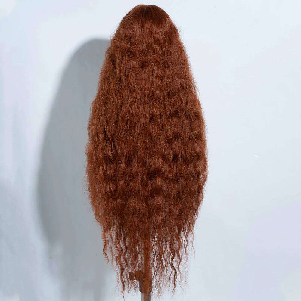 Synthetic Lace Front Curly For Women 42 inches Soft Wavy Ombre Blonde Ginger Highlight Cosplay Wigs Heat Resistant