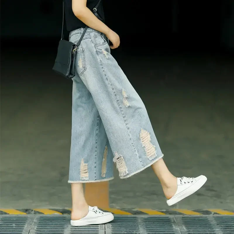 Jeans Woman Ripped Jean Summer Clothes Baggy Pants Wide Leg Denim High Waist Loose Korean Reviews Many Clothe 250516Z
