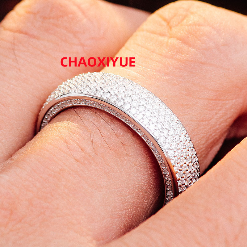 Handmade 18K 14K 10K White Gold Loose Moissanite Stones Hiphop Jewelry Fashion Rings Men Rings Jewelry for Boyfriends Husband