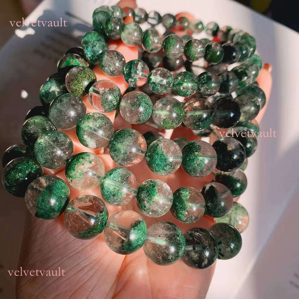 Stone Bead Natural Quartz Basin Half Scene Green Phantom Crystal Bracelet