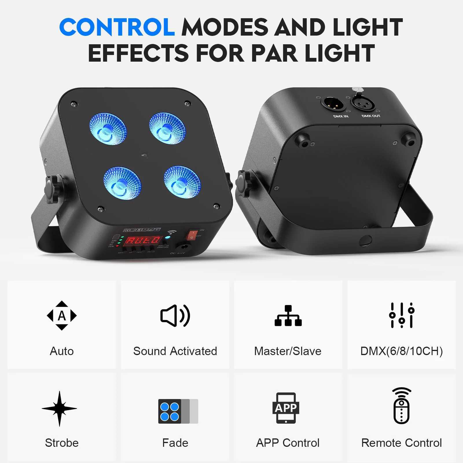 Yiflamefly 8Pcs Mini Rechargeable LED Par Lights With Airline Case 4X18W RGBWA UV Battery Powered Stage Lights Flightcase SetXJ250527