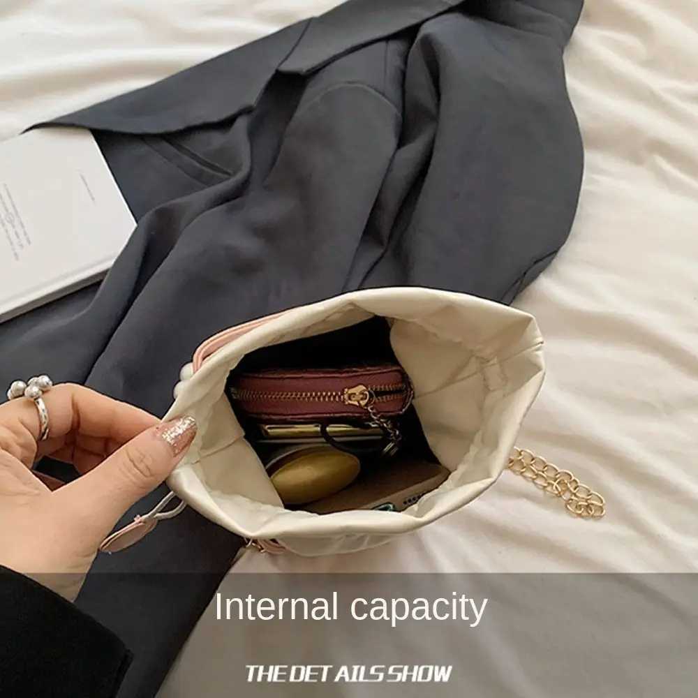 Pearl Waist Bag Fashion Chain Handbag Gifts All-match Drawstring Handbag Vintage Shoulder Crossbody PU Leather Small Square Bag W250527