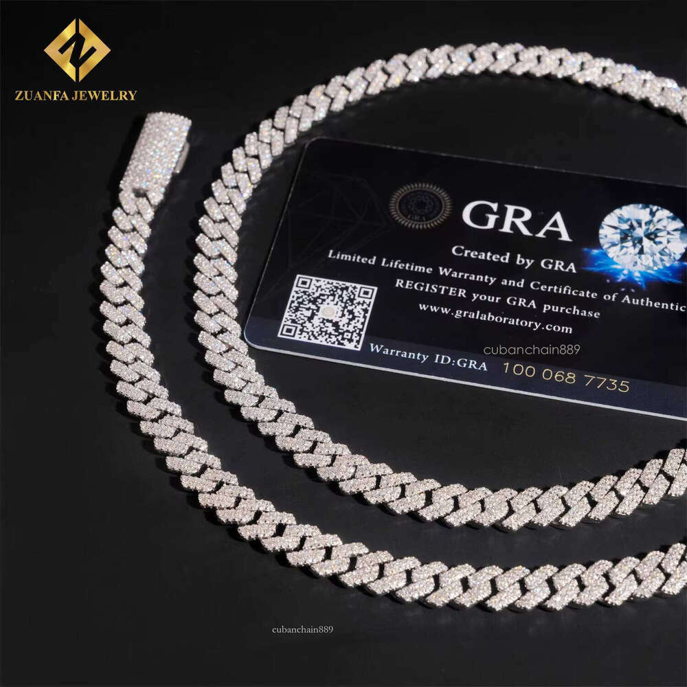 Ready to Ship Classic 8mm Moissanite Hip Hop Jewelry Sier Iced Out Cuban Link Pass Dia Chain