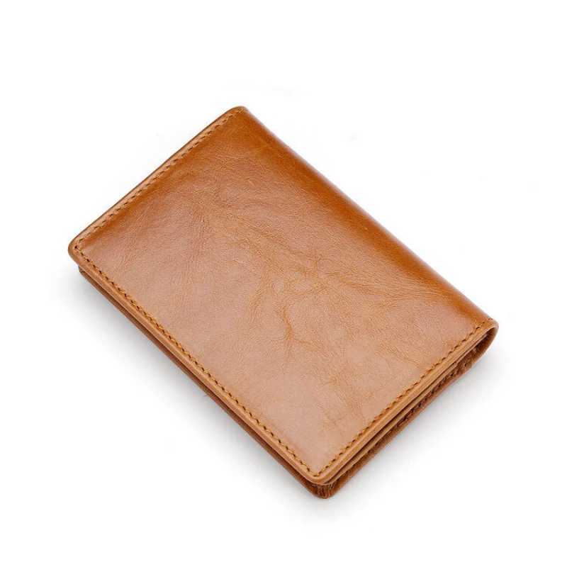 RFID Cow Leather Business Card Holder with Transparent Window Small Wallet for Men Slim ID Name Tags for Card Cases Z250527