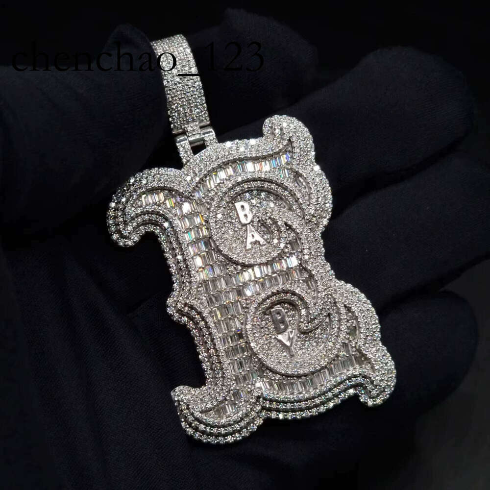 Trendy Moissanite Jewelry Sterling Sier Custom Dia Chain Iced Out Hip Hop Necklace Pendant