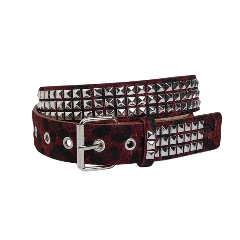 Punk Pink Fur Rivets For Womens Belt Hip Hop Y2k Girls Jeans Accessories Girdle Goth Retro Brown Pin Buckle Pu Waistband 250520