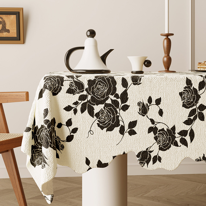B358 American retro romantic oil painting style tablecloth linen fabric waterproof coffee table cloth pastoral style high-grade jacquard cover cloth