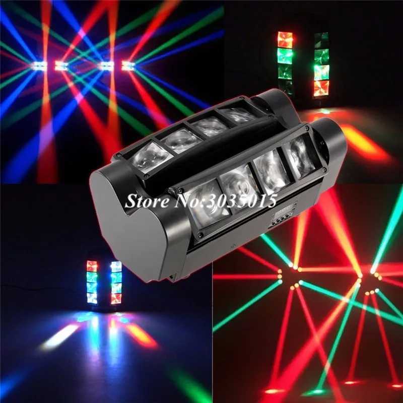 2pcs/lot 8x3W Mini LED Spider Light Sound Mode LED Moving Head Lights LED Beam Stage DJ Bars Party DMX512 Disco Lighting XJ250527