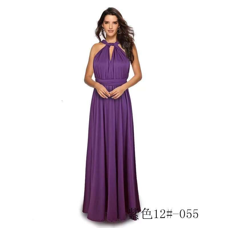 Solid Color Versatile Sexy Tie Red Long Gown Bridesmaid Dress