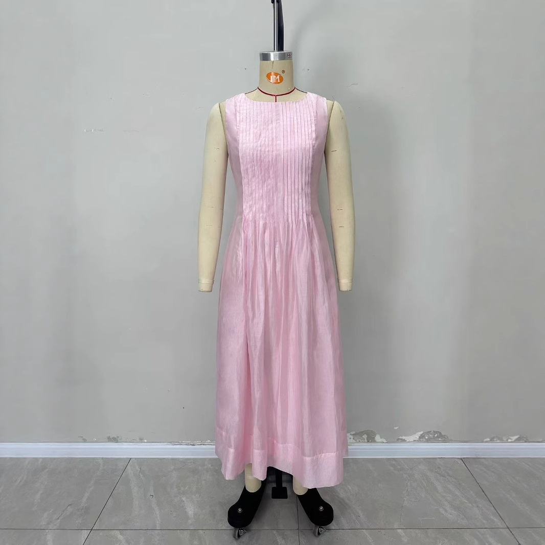 First love milk sweet pink sleeveless vest dress, women's summer gentle style, age reducing temperament, long skirt