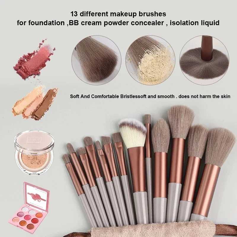 13Pcs Professional Makeup Brushes Set Soft Fluffy for Foundation Blush Powder Eyeshadow Kabuki Blending Makeup Brush Beauty Tool z250527BBOD