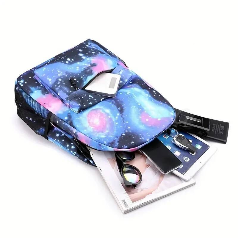 New Anime Print Backpack Set, With Tote and Pouch, Large Capacity Lightweight And Breathable Outdoor Knapsack
