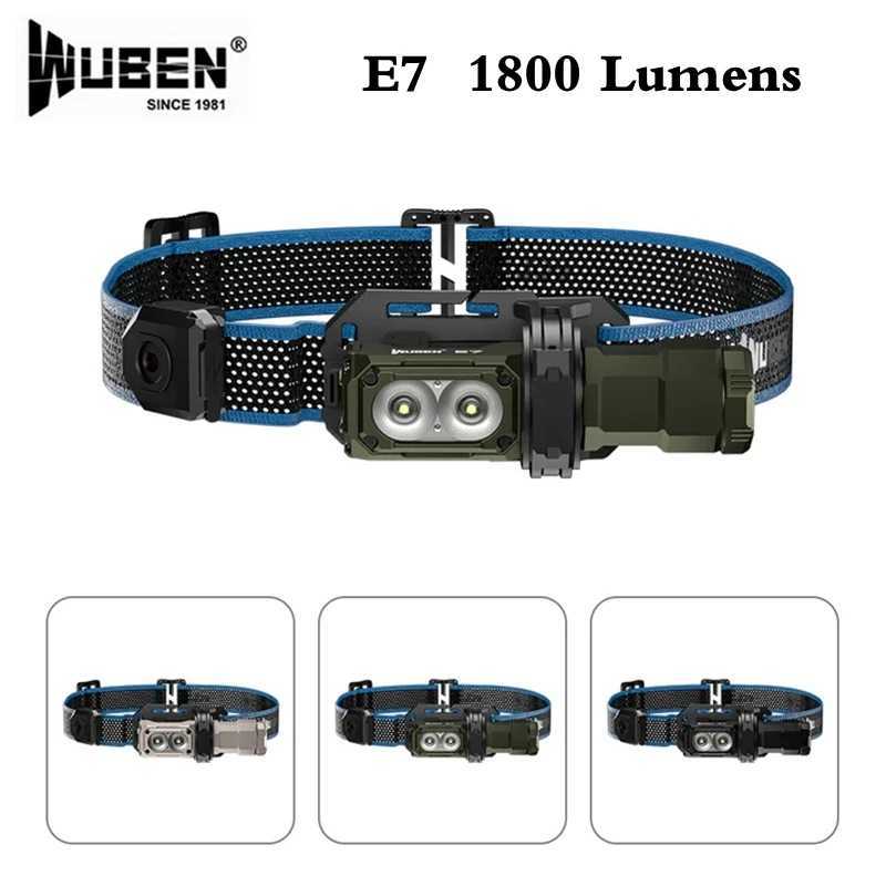 WUBEN E7 Headlamp 1800 Lumens EDC Rechargeable Waterproof Magnetic Flashlight With 26650 Battery Outdoor Camping Running Lighting W250527