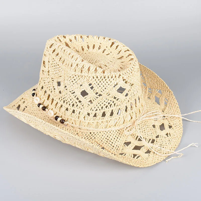 Straw Western Cowboy Hat for Women Men Classic Vintage Hollow Out Unisex Wide Brim Beach Sun Hat Fishing Hat Climbing Cap 250526
