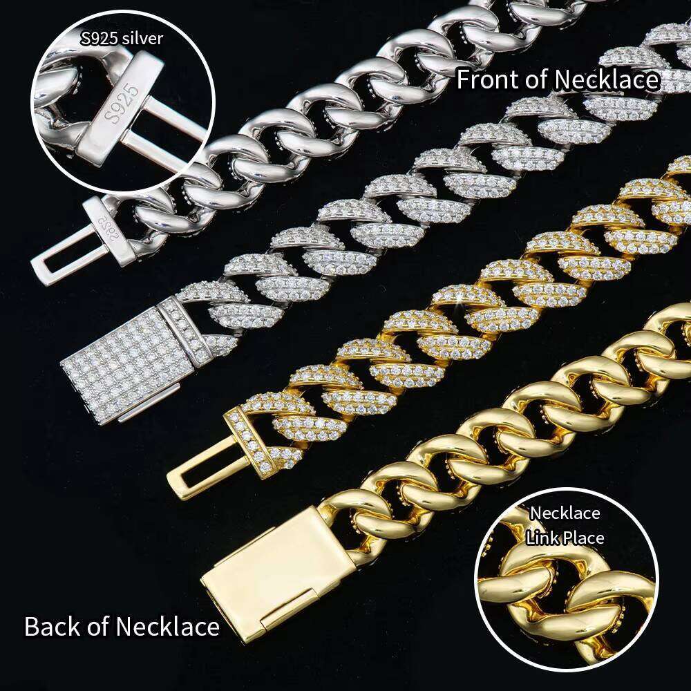Sier VVS Moissanite Chain Iced Out Hip Hop Cuban Bracelet Jewelry Bangle with GRA Certificate