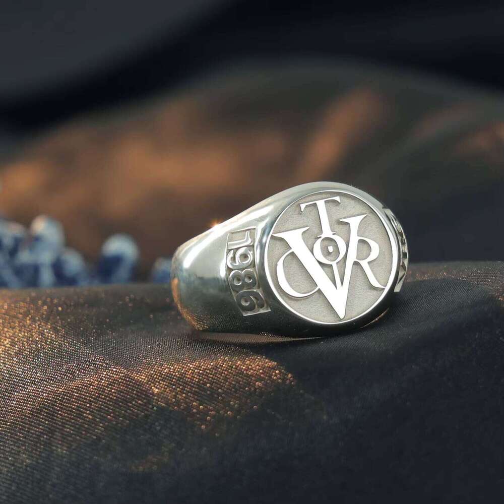 Customized Signet Sterling Sier 15mm Round 3D Men Ring for Father Gift Wholesale
