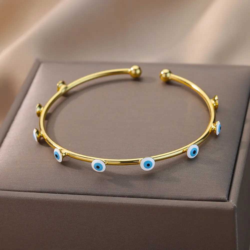 Evil Eye Bracelet For Women Stainless Steel Zircon Bracelet Bangle Turkish Luxury Couple Hand Jewelry Sets pulseras bijoux femme W250526
