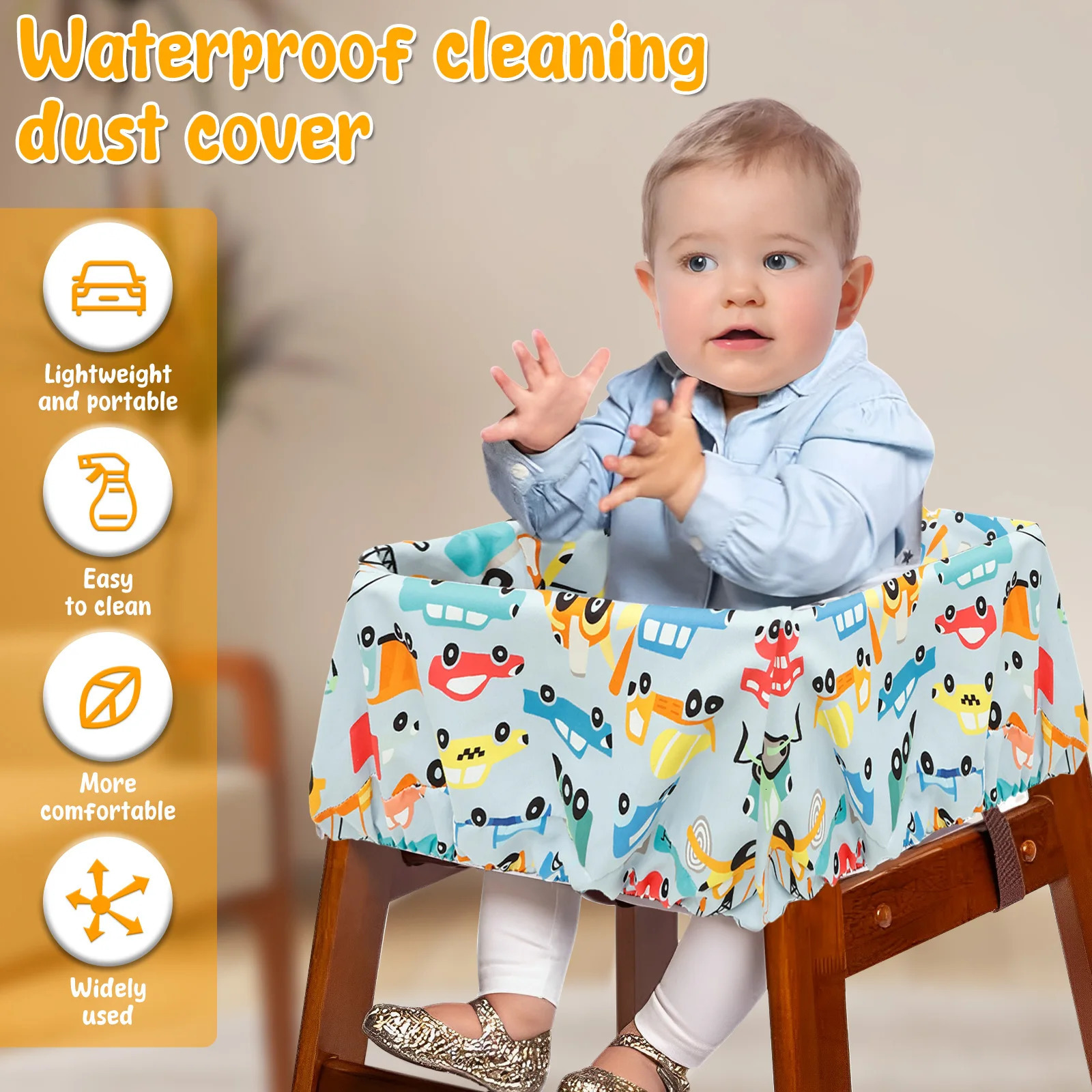 Baby Shopping Cart Seat Cover Polyester Waterproof Carton Style Safety Comfortable Children AntiDirty Pad 250527