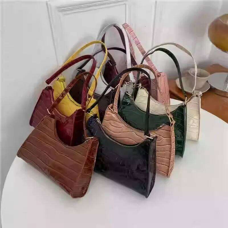 Fashion PU Leather Bags For Women Alligator Pattern Armpit Handbag Female Small Underarm Messenger Bag Purses And Handbags