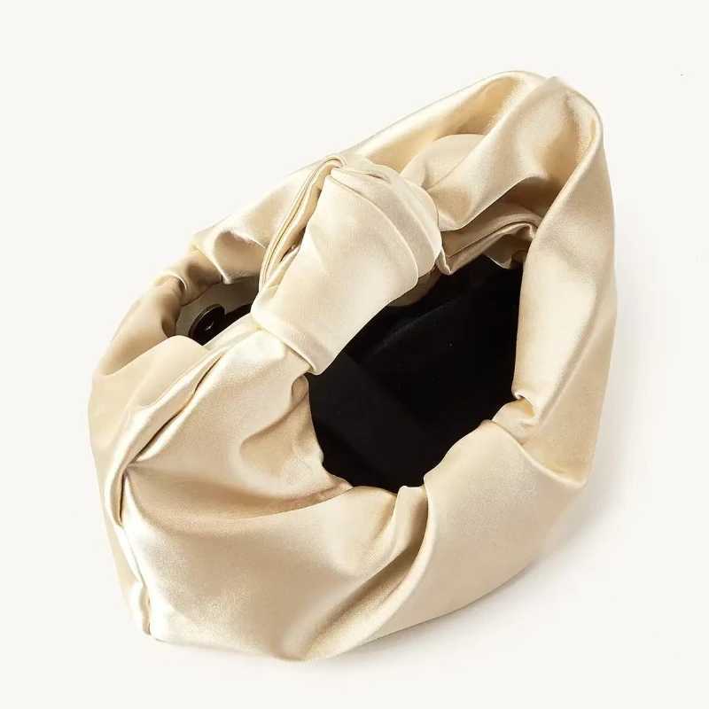 French Design Pleated Satin Knotted Bag Womens Sweet Cloud Handbag Ladies Soft Wedding Evening Bags Prom Party Hot Pink Bags W250527