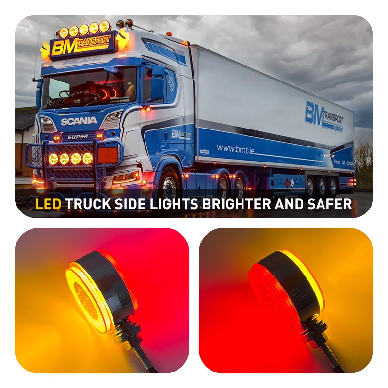 Modified Lights Truck Side Lights LED Truck Lights Double Sided Light Mode for Red Bright + Yellow Bright + Burst Flash