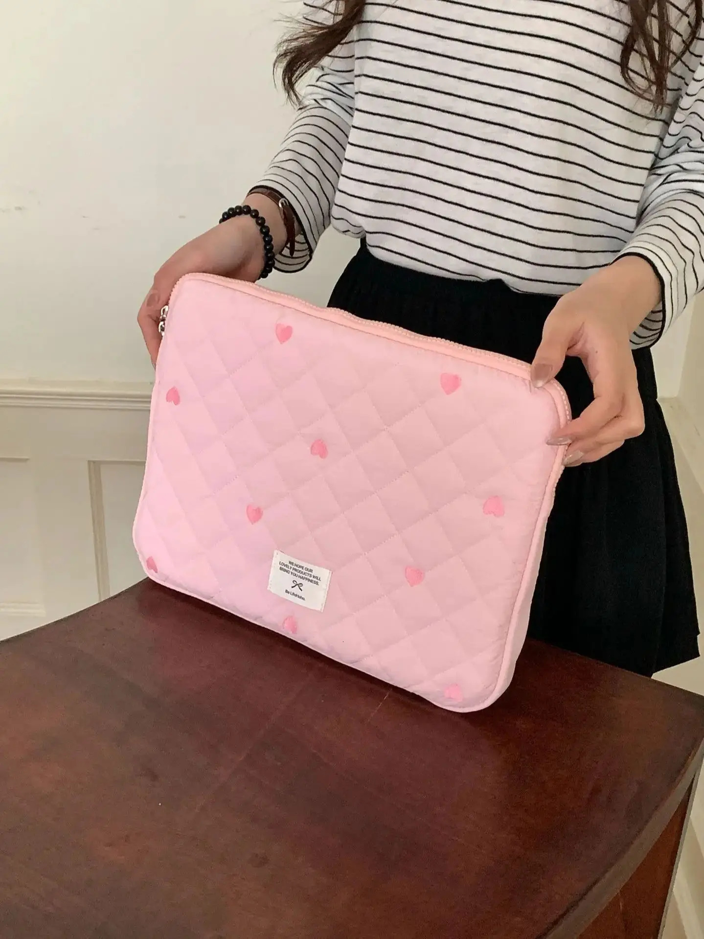 Cute Print Love Embroidery Laptop Bag 11 13.3 14 15 15.6 16 Inch Computer Bag Protection Case Laptop Sleeve Computer Case Bag 250526