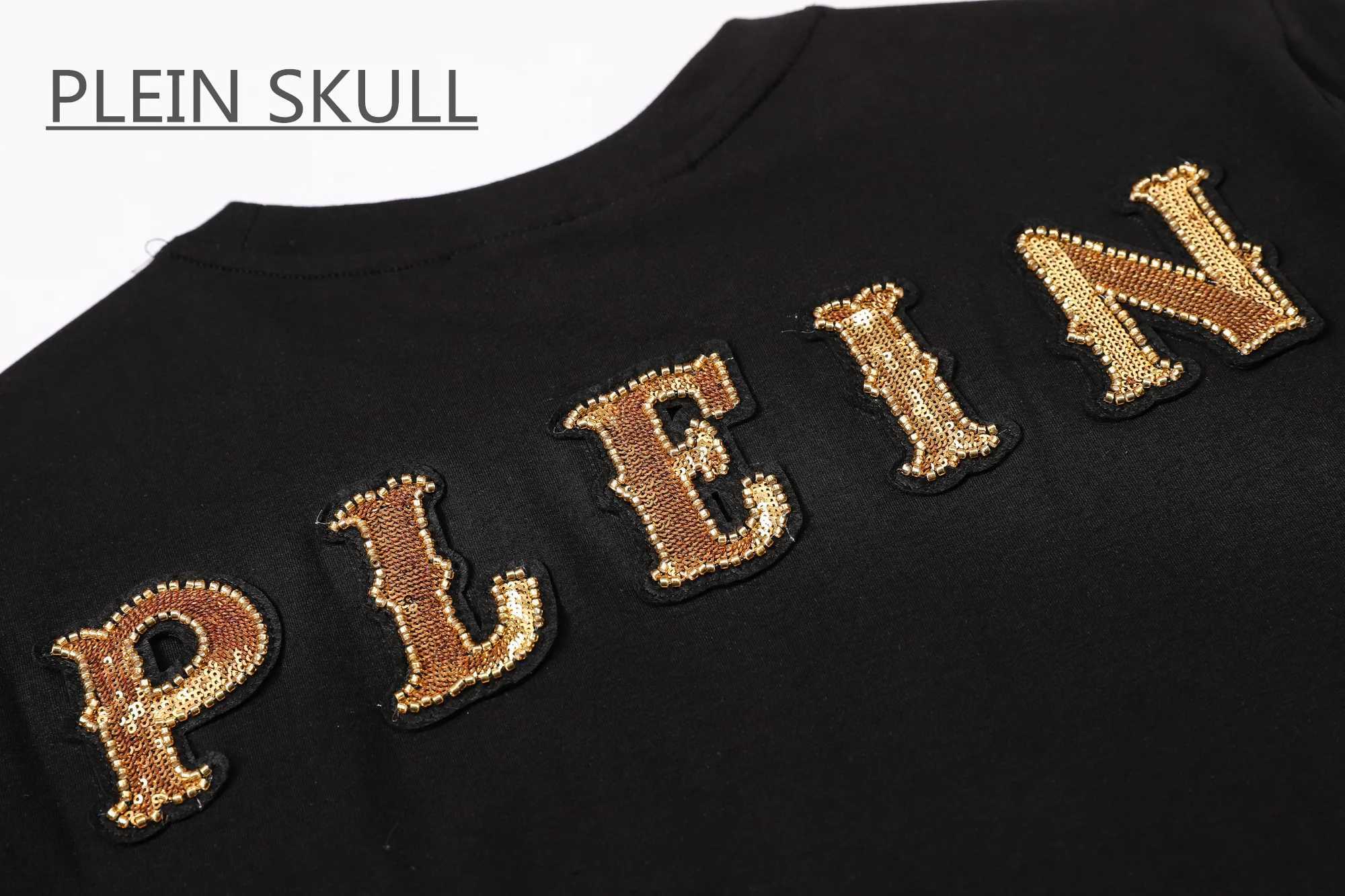PLEIN SKULL Breathable Mens Fitness T-shirt Cotton Classic Retro Summer Short Sleeve Top Casual Round Unisex Neck Tee Z250527