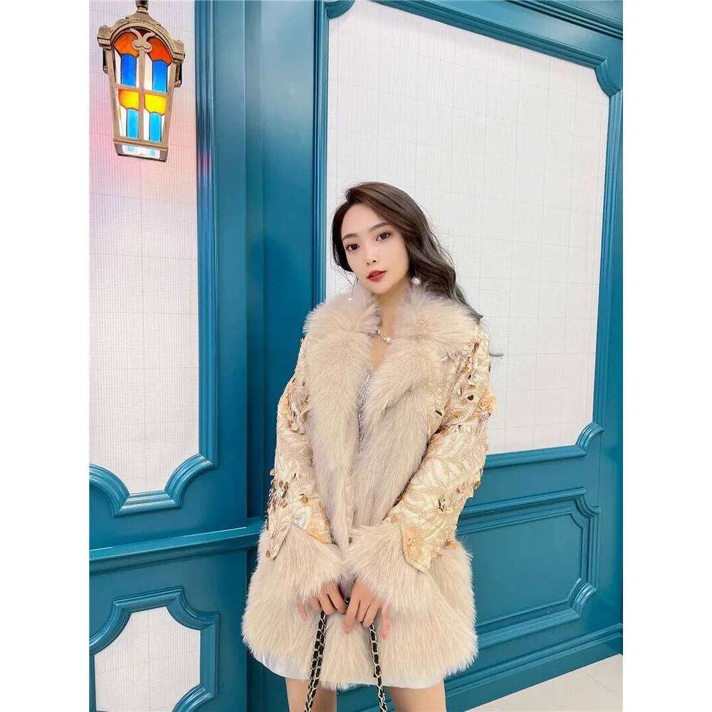 Elegant Lady Integrated Mid-Length Fashion Versatile Mink Slim Jacket 2024 Winter Clothes Women's Faux Fur Coat