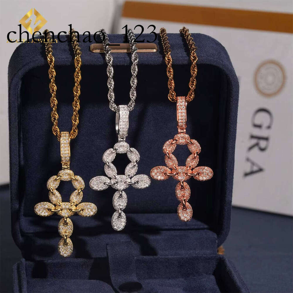 Custom Moissanite Jewelry Hip Hop Full VVS Dia Cross Bling Iced Out Sterling Sier Necklace Pendant Men