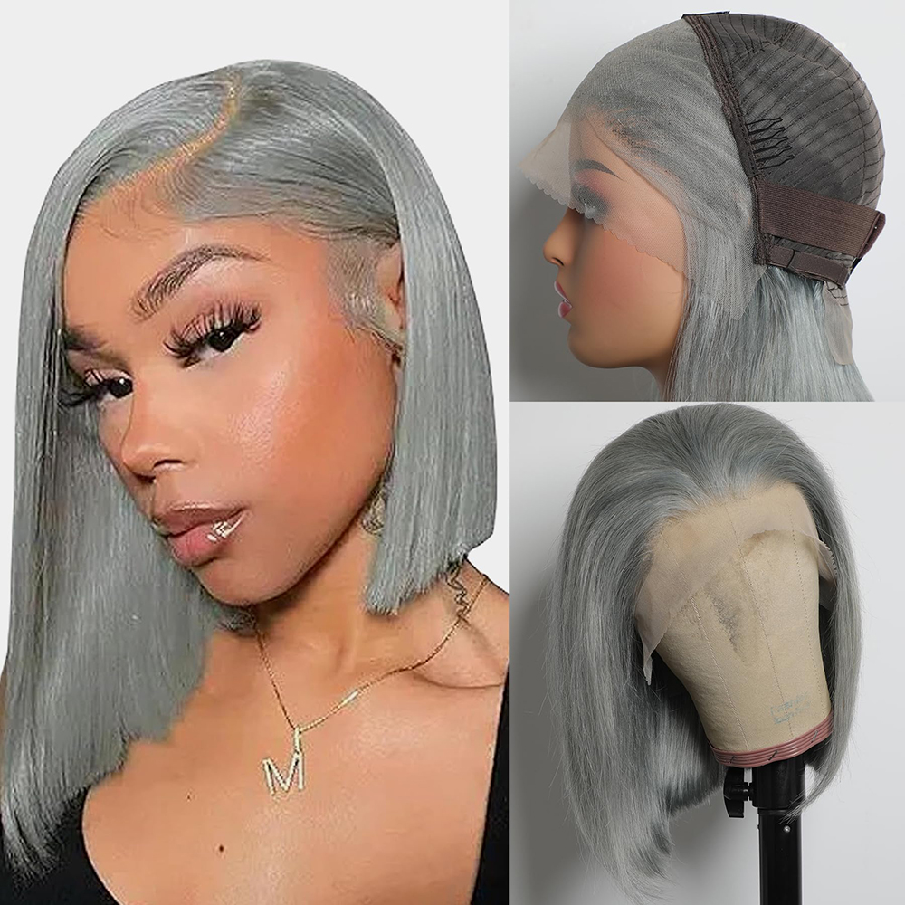 25ssBob Lace Front Brazilian Human Hair Wigs For Black Women Pre Plucked Short Natural 13x4 Synthetic Straight HD Full Frontal Closure Wig