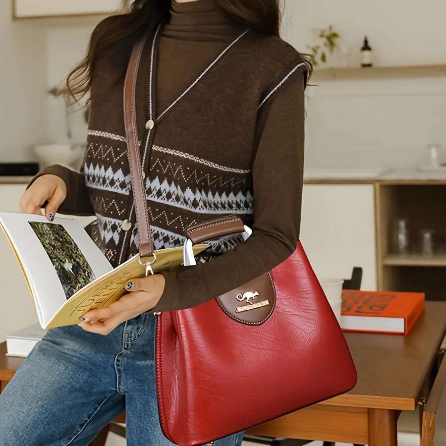 Women's Fashion Tote Bag with Multiple Pocket, Vintage Crossbody Bags for Women Daily Handbag Shoulder Bag, Phone Purse Pouch