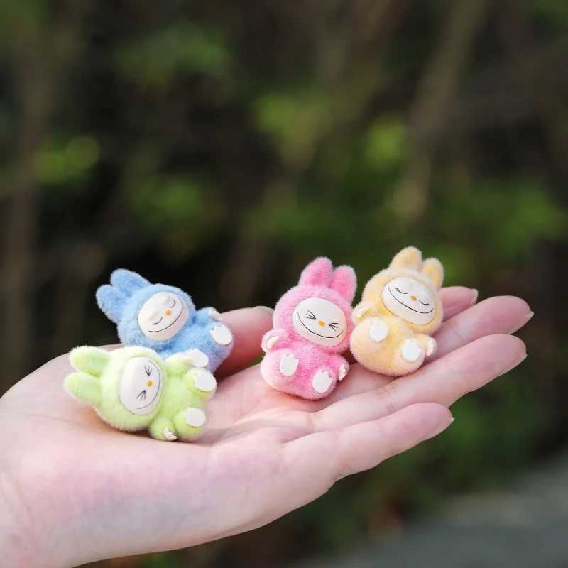 Labubu Mini Sitting Posture Plush Toy Cute Cartoon Desktop Ornament Schoolbag Decoration Key Chain Pendant Holiday Gifts W250526