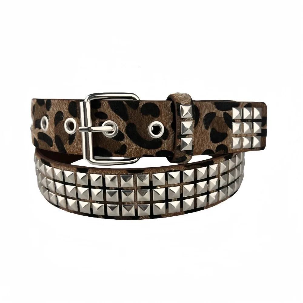 Ladies Square Bead Rivet Pyramid Inlaid Belt Ladies Punk Hip Hop Belt Ladies Fashion Trend Versatile Belt LR1943 250520