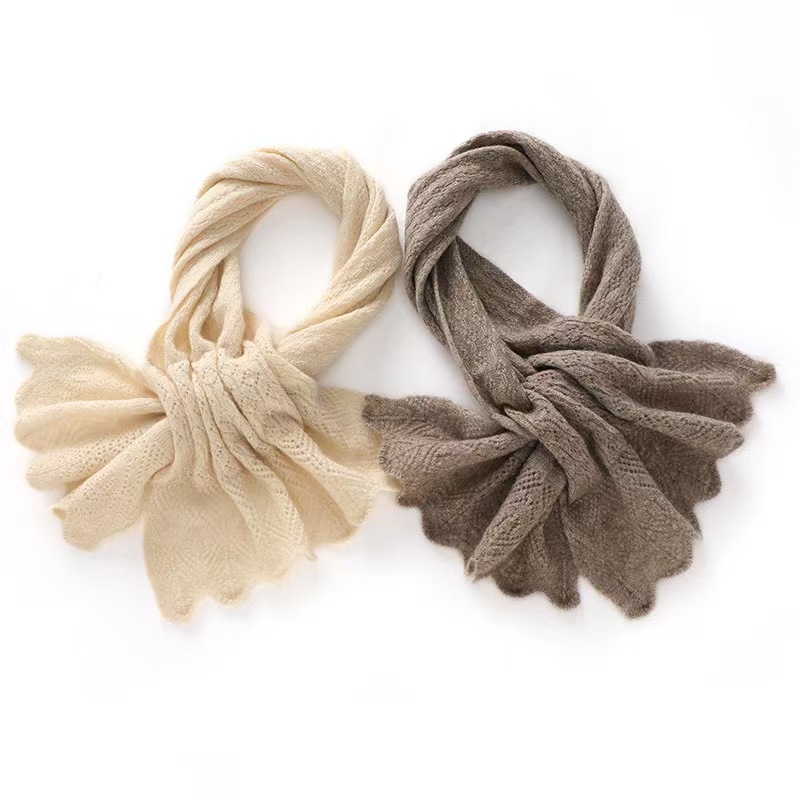 T814 autumn and winter new cashmere women's versatile fashion neck warm perforated knitted shawl solid color scarf