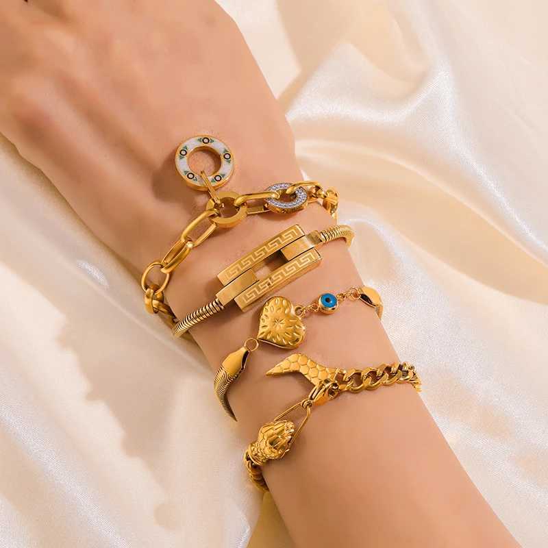 EILIECK 316L Stainless Steel Gold Color Bracelet for Women Simple Style Link Chain Bangle Trendy Fashion Non-fading Jewelry Gift W250526