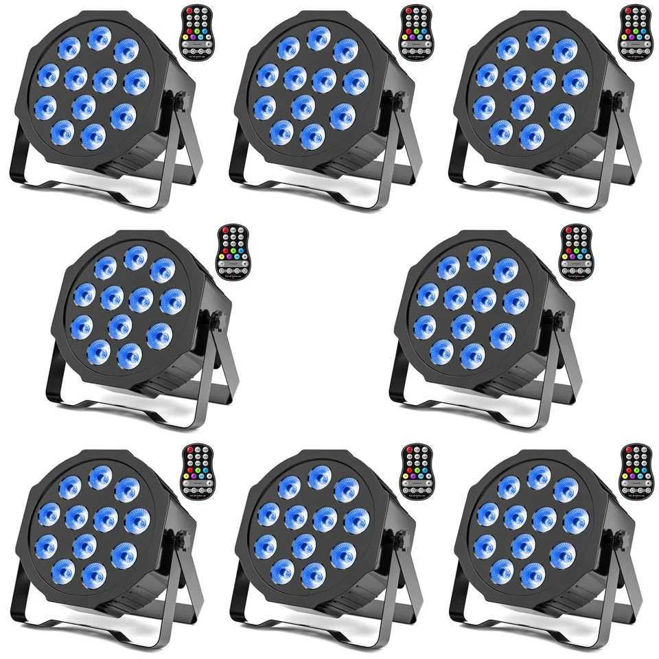 UKing 8PCS Battery LED Par Light RGBW Stage Flat Strobe Light Par Light Effect DJ Disco Party Holiday Bar Wedding BirthdayXJ250527