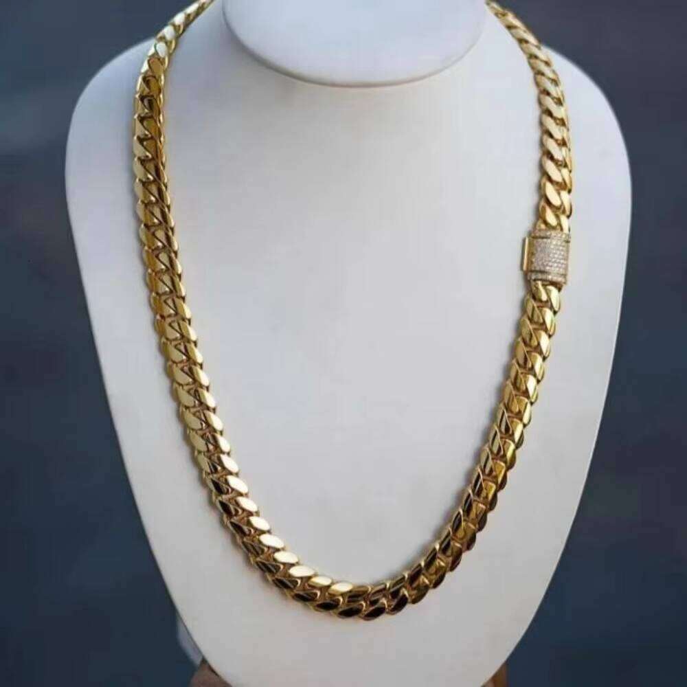 Gold Plated Moissanite Dia Clasp Plain Hip Hop Solid Sterling Sier Cuban Chain for Men/Women