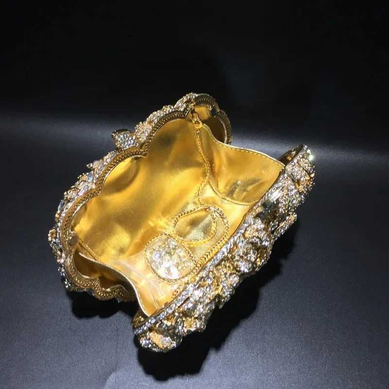 Elegant Rose Gold Rhinestone Evening Bag for Women Wedding Bridal Party Purse Luxury Diamond Handbag Designer Crystal Bags W250527