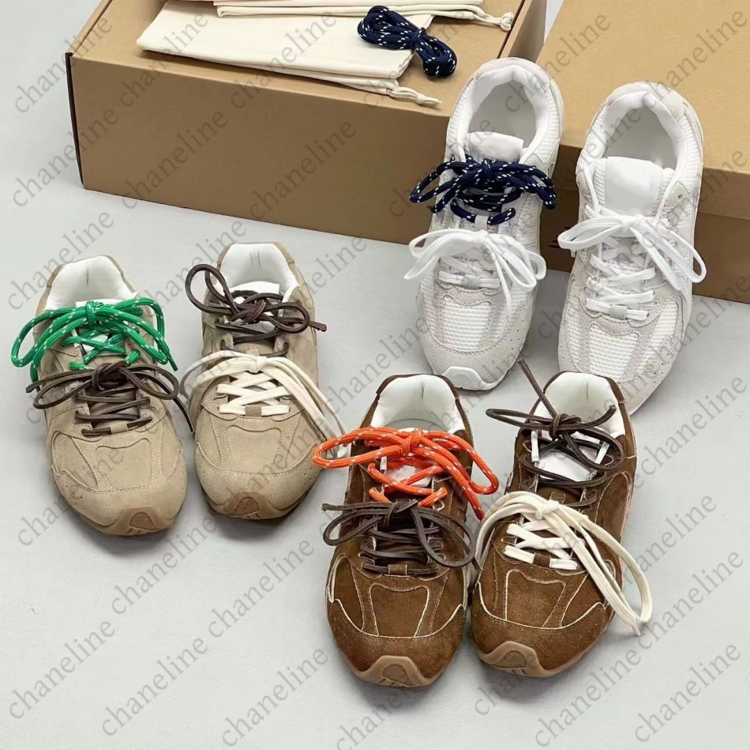Designer Casual Shoes Women Men Suede Lace Up Sneakers Classic White Mesh Shoe size Soft Comfortable Running Shoes eur 36-44c