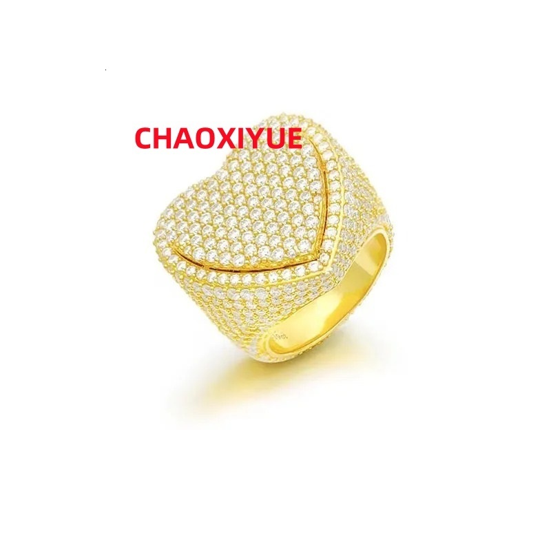 Luxury Custom Jewelry Hip Hop Heart Shape Best Quality Moissanite Diamond RingRing for Engagement Gift