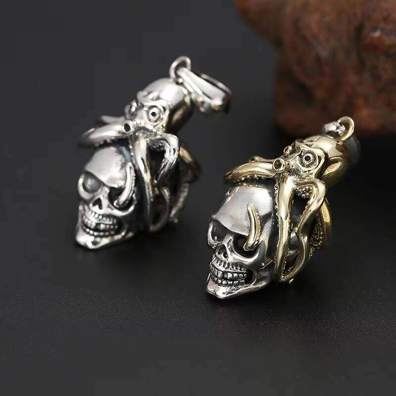 Wholesale S Sterling Sier Necklace Pendants for Men and Women Vintage Fashion Octopus Skull Gothic Pendant Jewelry