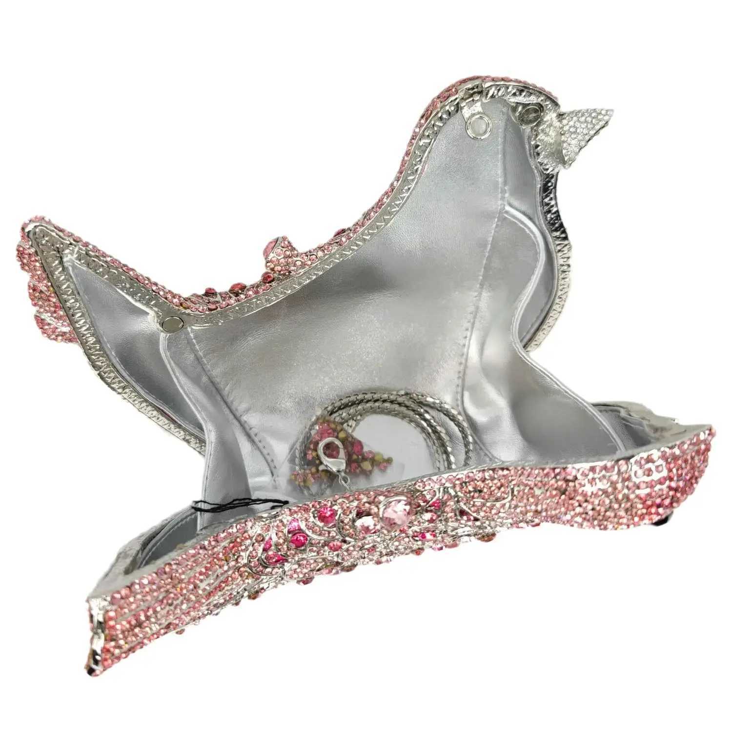 FGG Boutique Pink Bird Evening Bag and Clutches for Formal Party Dinner Pigeon Rhinestone Handbag Bridal Wedding Clutch Purse W250527